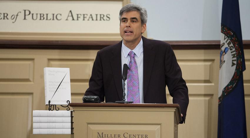Jonathan Haidt, PhD, speaks at the Miller Center at the University of Virginia