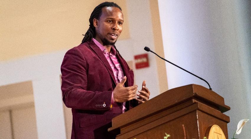 Ibram X. Kendi speaks at the University of Vermont for the Martin Luther King Jr. Celebration, Education and Learning Series on Jan. 28.