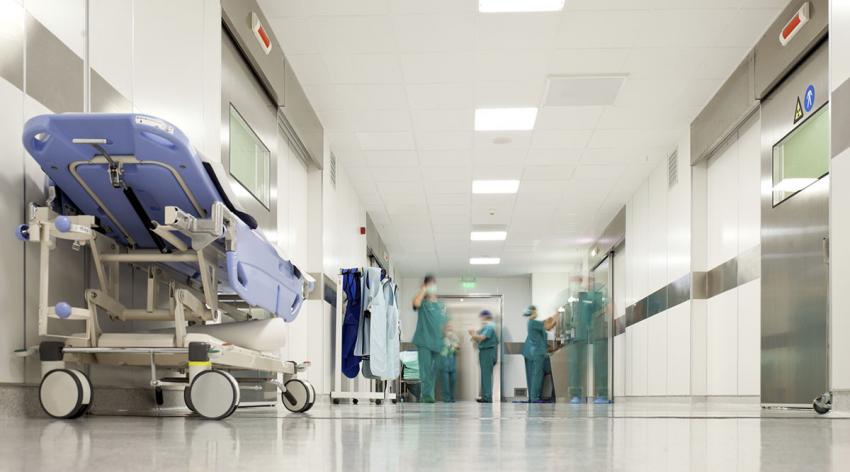 Scene of doctors in a hospital hallway