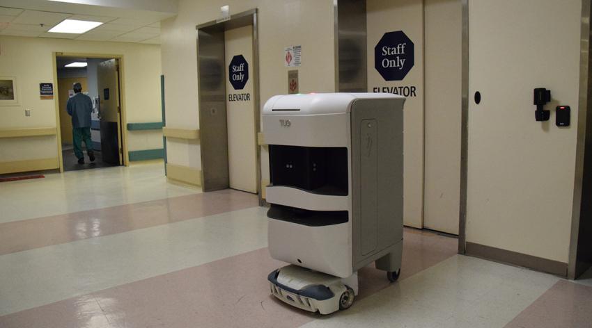 At MedStar Washington Hospital Center, six robots navigate the halls and elevators to deliver medications, linens, and more.