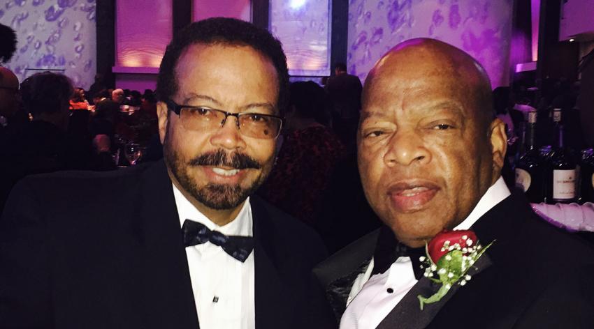 Roderic Pettigrew, PhD, MD, and Rep. John Lewis at the 2016 A Candle In the Dark Awards Gala of Morehouse College. Rep. Lewis received the Candle Award for achievements in civil rights and public service. Dr. Pettigrew is a previous award recipient.