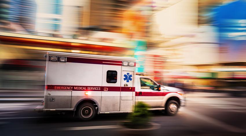 Ambulance speeding in Manhattan, New York
